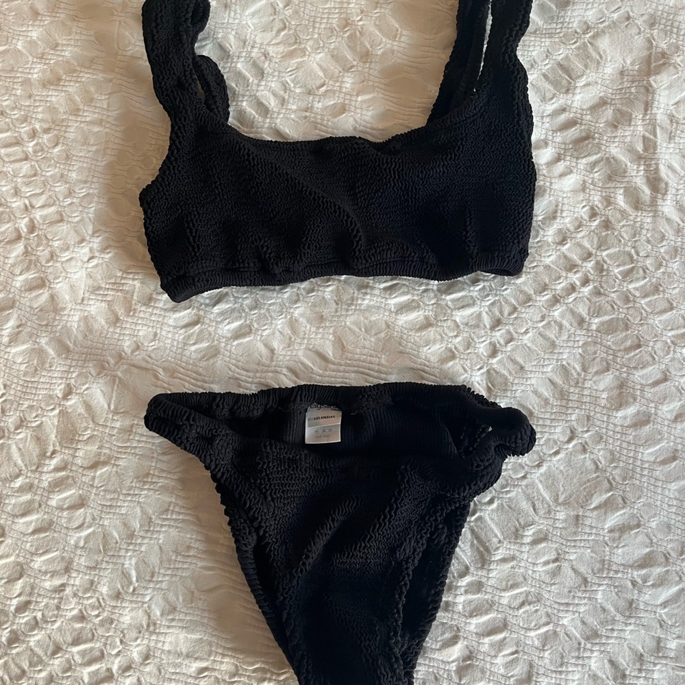 Black Textured Bikini Set